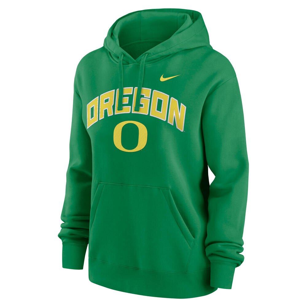 Classic Oregon O, Nike, Green, Hoodie, Cotton Blend, Women, Pullover, Sweatshirt, 954293